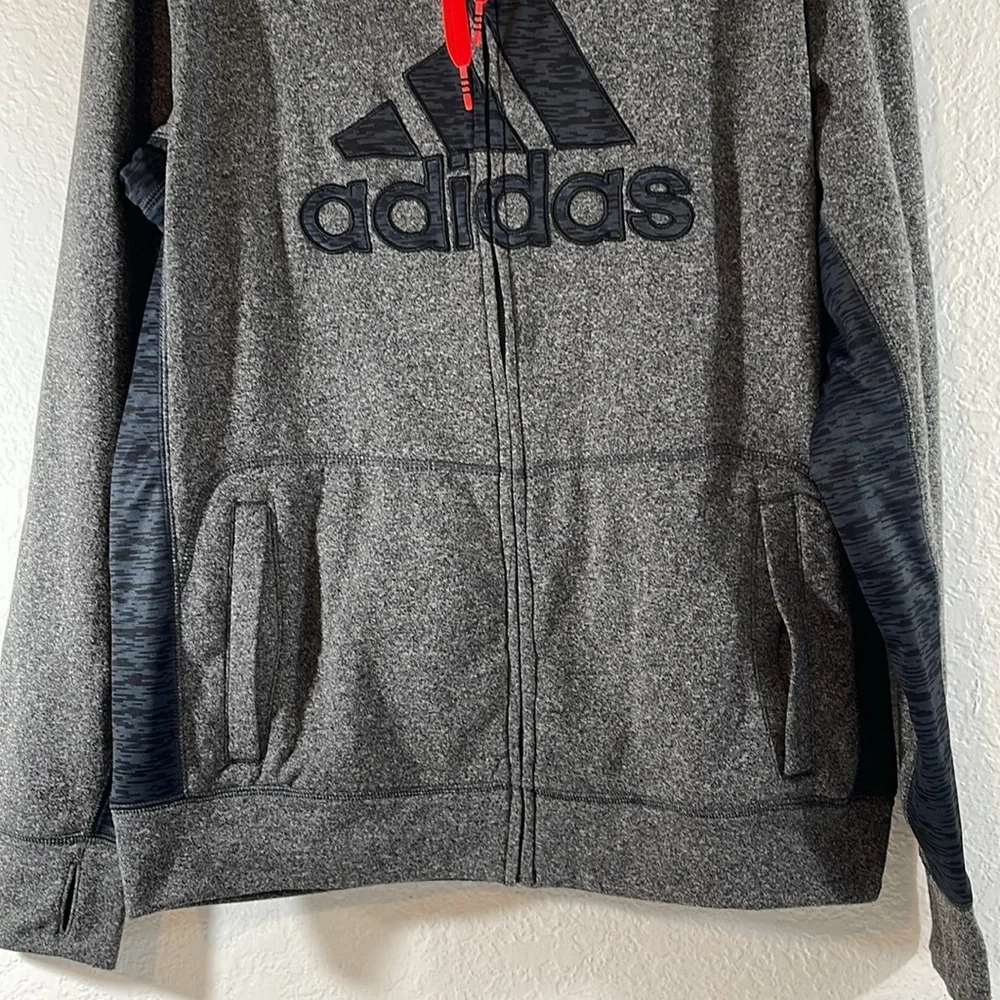ADIDAS Clima Warm Vintage Zip Up Logo Hoodie with Pockets Size Large Y2K